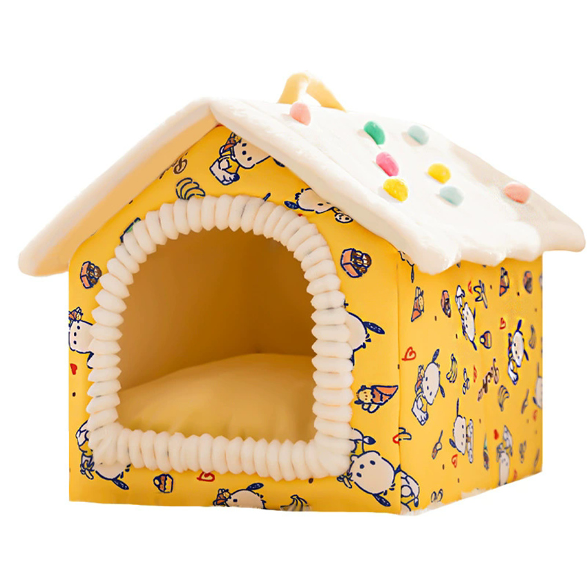 Calming Dog Bed - Foldable Pet House Removable Washable Cat