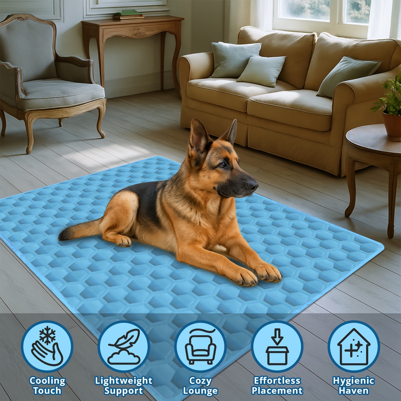Calming Dog Bed - Upgrade Ice Cool Pet Cooling Mat,