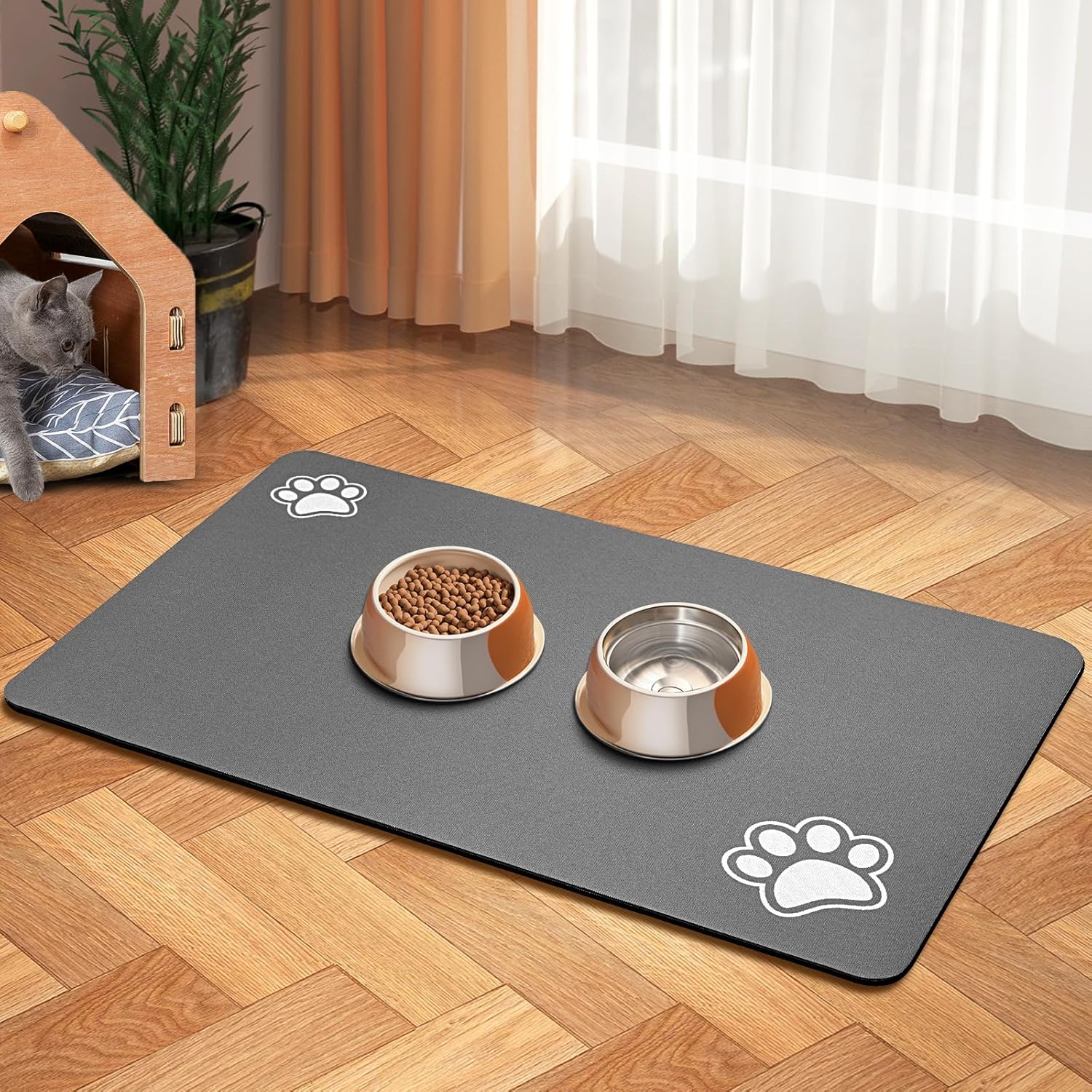 Pet Supplies Dog Food - Pet Feeding Mat-Absorbent Dog Mat for