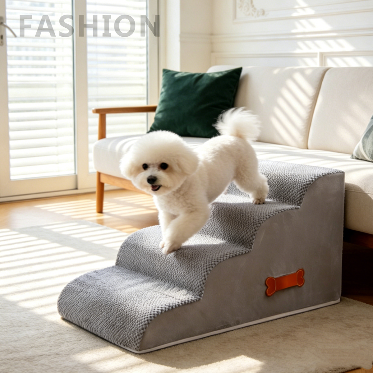 Calming Dog Bed - Dog Stairs for Small Dogs 5-Step