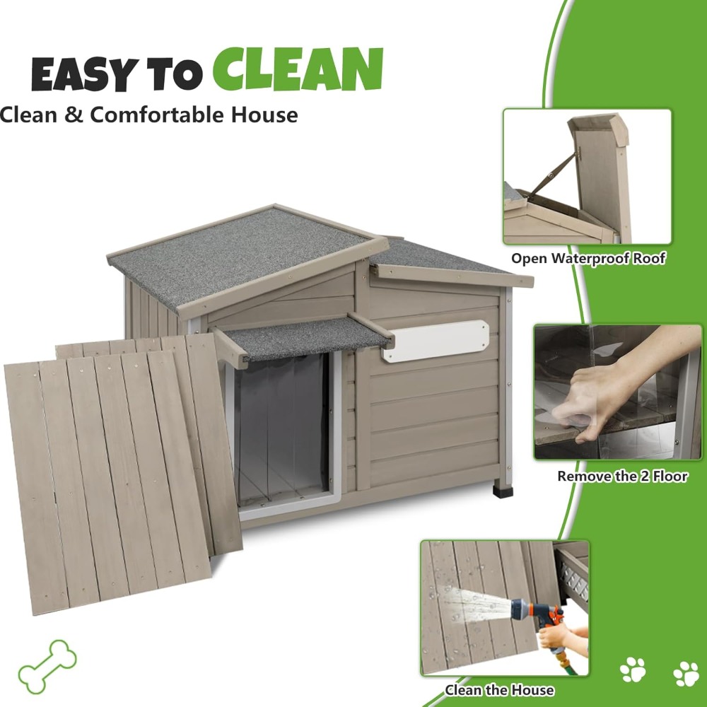 Large Outdoor Wooden Dog House - Calming Dog Bed บทวิจารณ์และราคา